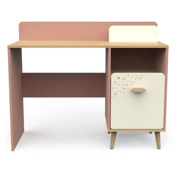 Chambre complète enfant - SUZIE - Lit 90 x 190 cm / Chevet / Bureau - Chêne / Abricot - DEMEYERE