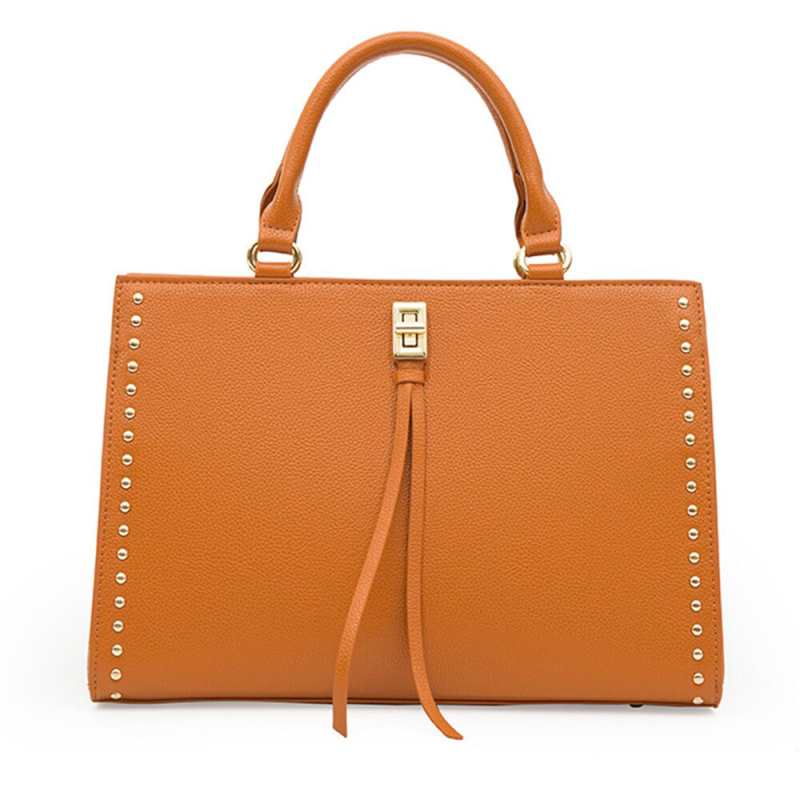 Borsa a tracolla da donna con nappine e design a rivetti alla moda, borsa a tracolla da donna firmata, borse a tracolla a tinta unita, Bolso Mujer