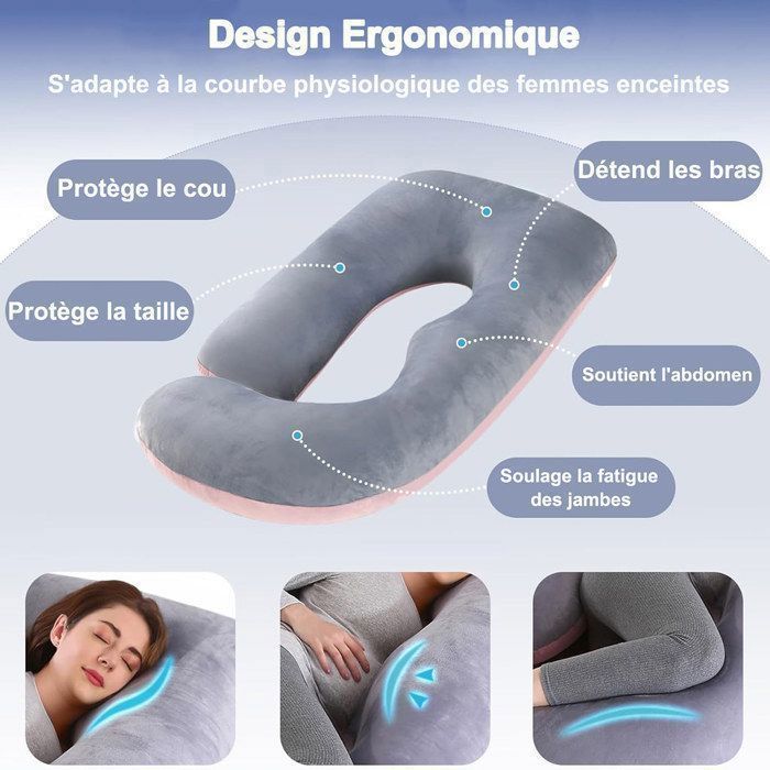 Cuscino per la gravidanza e l'allattamento BYONDSELF®, ideale per dormire e allattare, con fodera in velluto sfoderabile e lavabile.