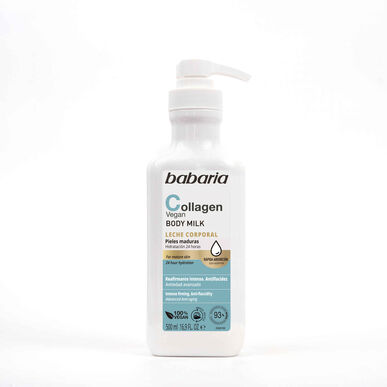 Babaria Collagen Vegan Body Milk Cream, Erittäin kosteuttava vartalovoide ikääntyvälle iholle, Vegaaninen, 500 ml