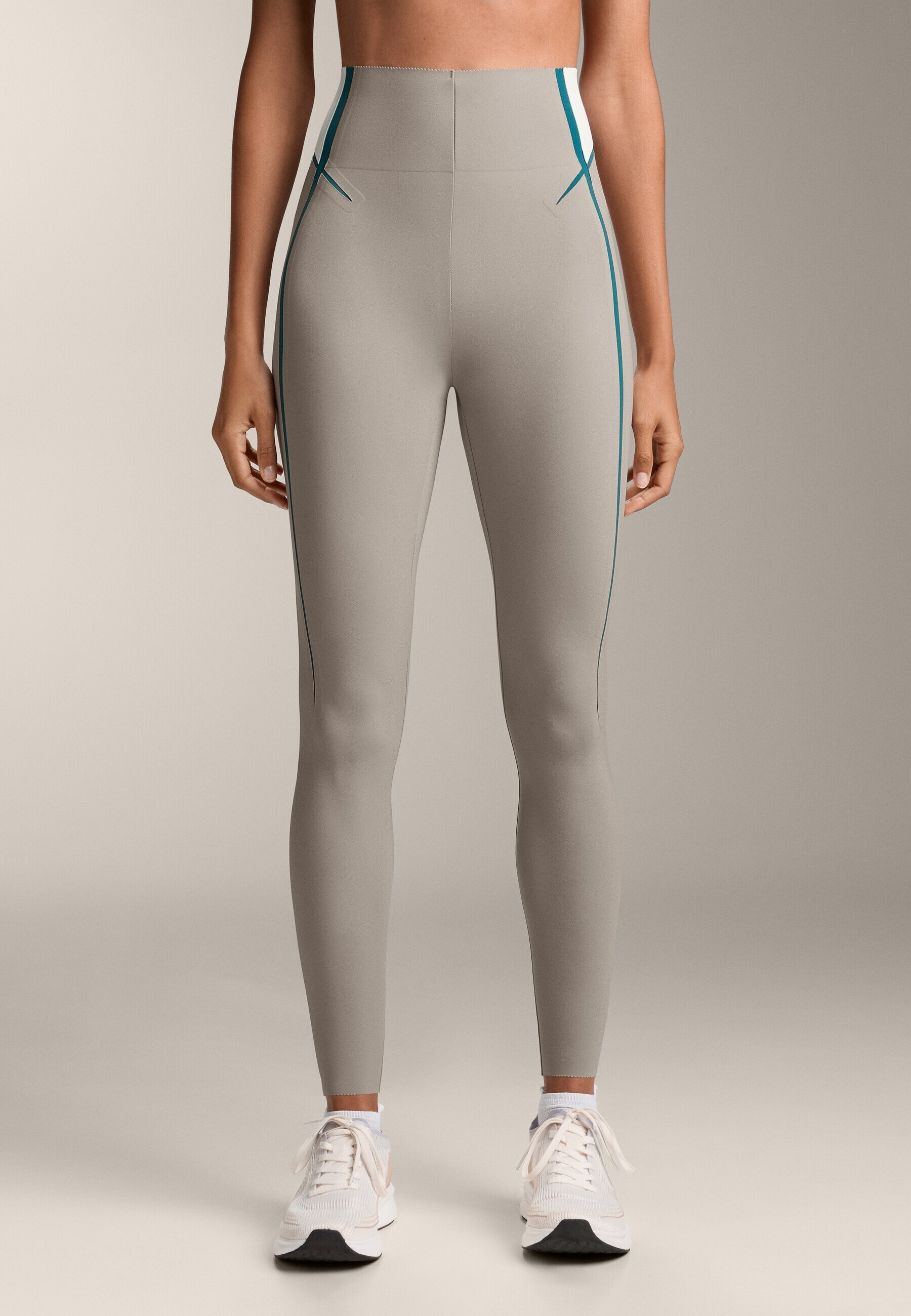 OYSHO COMPRESSIVE CORE CONTROL LINES RISE - Leggings - zand