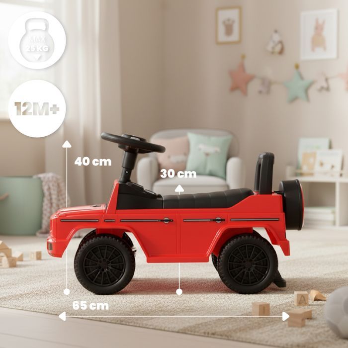 Mercedes Benz 350D Ride-On Car for Children - 12 to 36 Months - Steering Wheel with Sounds - Pretend Spare Tire - Storage Compartment - Red