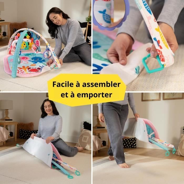 BABY EINSTEIN 4-in-1 Baby Girl Activity Mat - Kickin' Tunes - Piano Toy, Sensory Arch, Multilingual