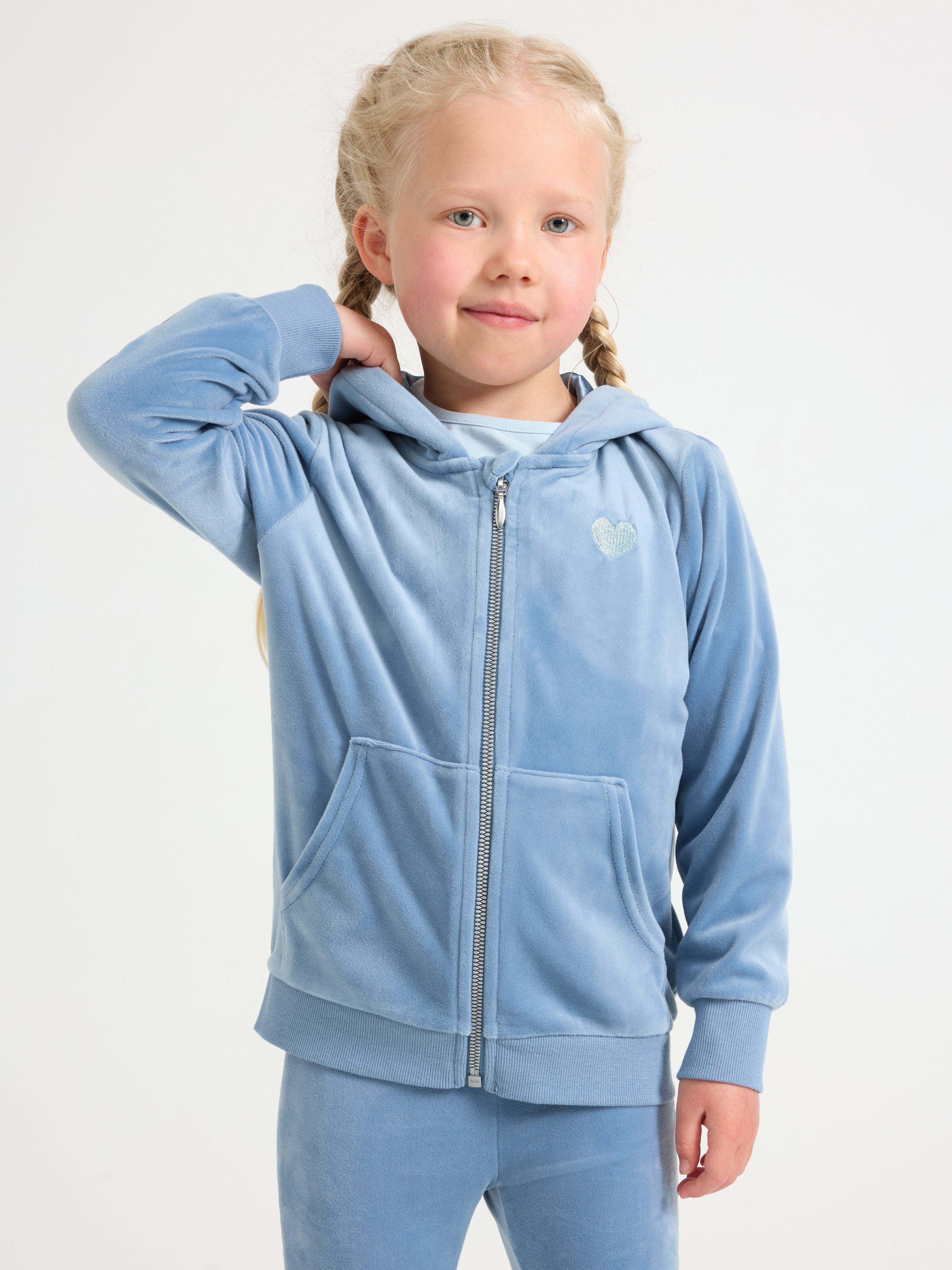 Sudadera con capucha de terciopelo azul claro