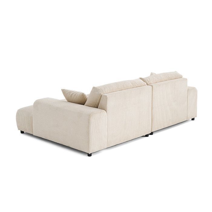Garance - canapé droit 4 places double méridienne - assise profonde - en velours côtelé - Beige