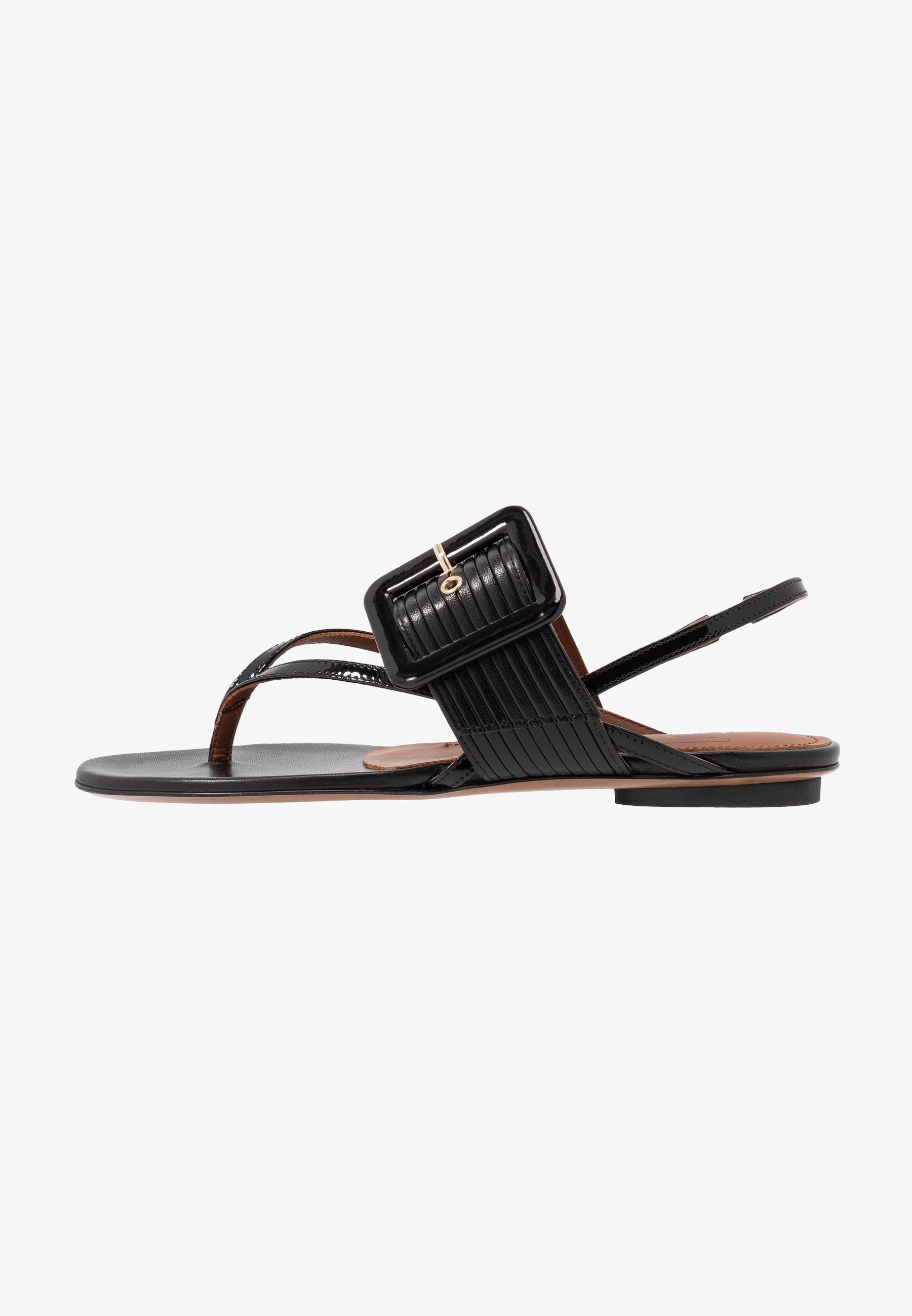 L'Autre Chose T-Steg-Sandalen – Schwarz