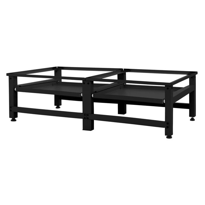 Set of 2 washing machine supports with extendable shelf, black steel, ML-Design