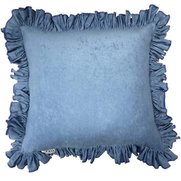 Poduszka Dekoracyjna Welurowa Z Ozdobną Falbanką Denim 50X50