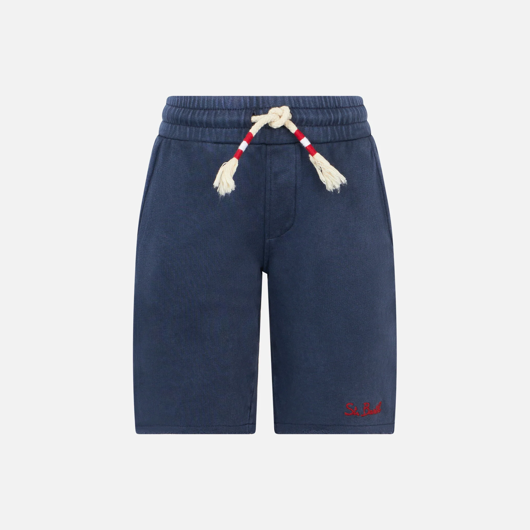 Blaue Fleece-Bermudas für Jungen mit Tasche