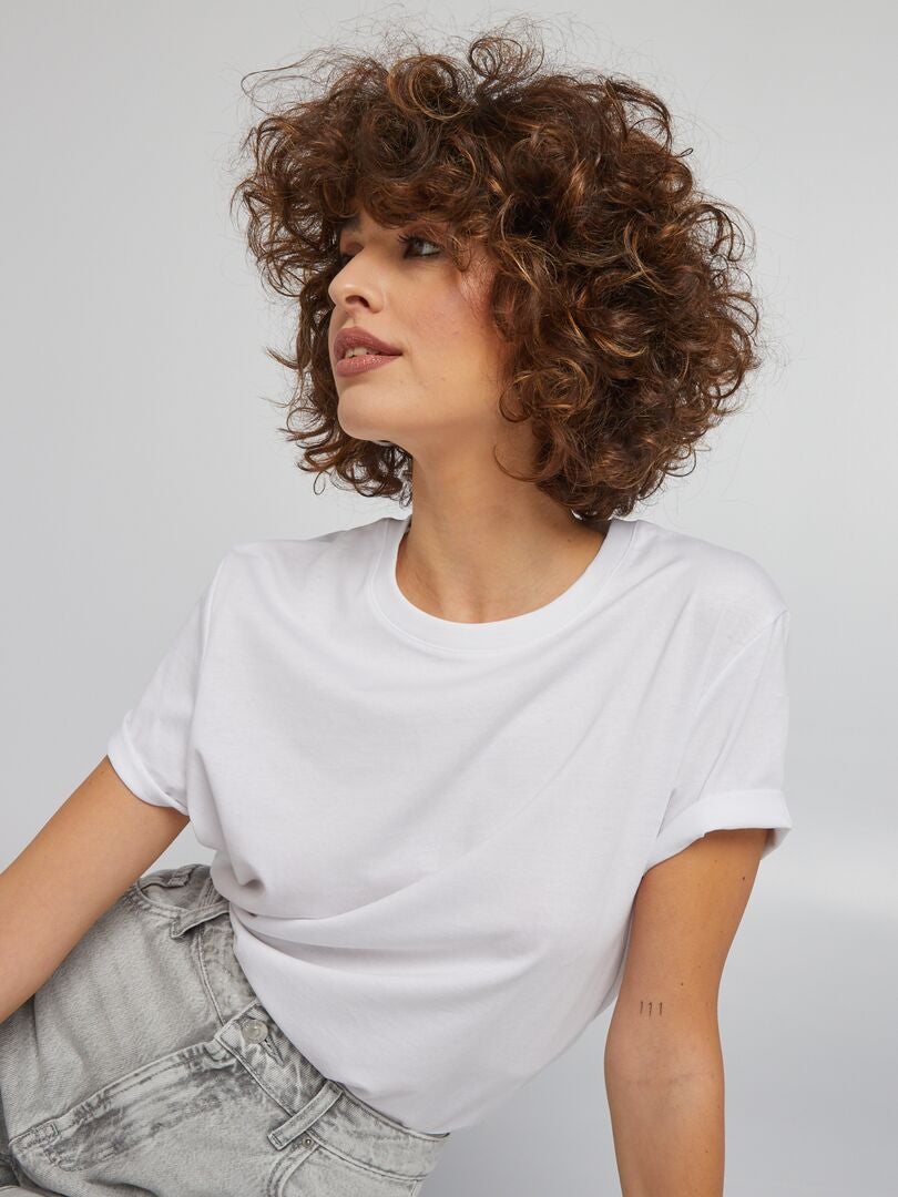 Camiseta lisa de malha - branca
