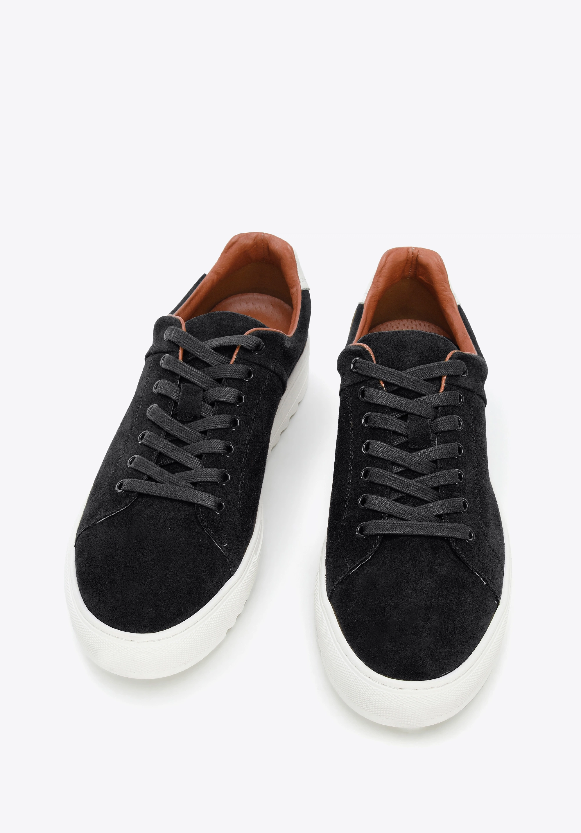 Męskie sneakersy zamszowe na grubej podeszwie grafitowe