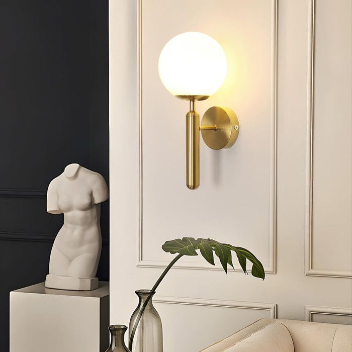 DORLINK Gold Wall Light - Modern Design in Glass and Metal - E27 60W - Bulb Not Included - For Bedroom, Hallway, Staircase