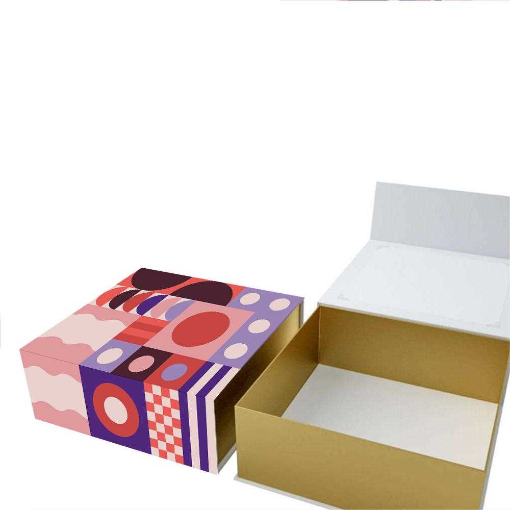 Caja de regalo con tapa abatible y cierre magnético, con logotipo personalizado impreso en una sola pieza.