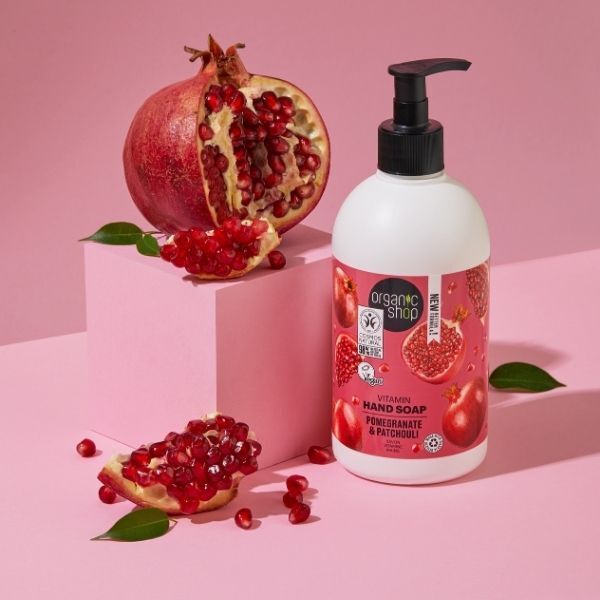 Sabonete Líquido para Mãos Organic Shop com Vitaminas, Romã e Patchouli, 500ml