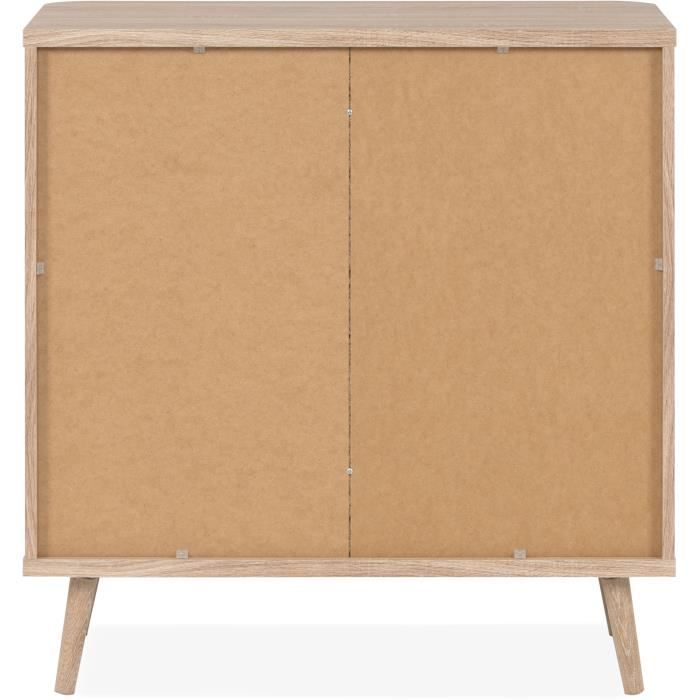 Small storage unit - 3 drawers - 1 door - Cane finish - W80.9 x H84 x D40 cm