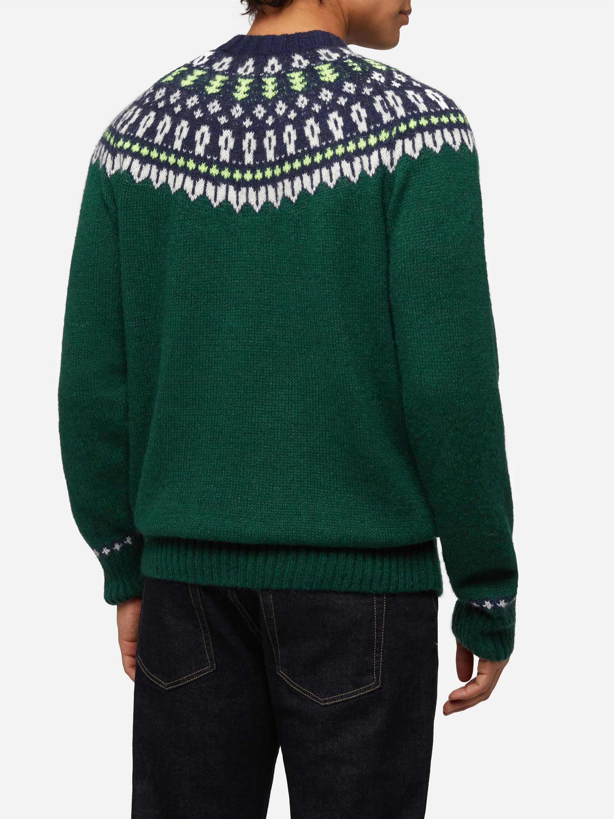 Maglione in alpaca Heron Nordic Soft con jacquard fair isle e ricamo C
