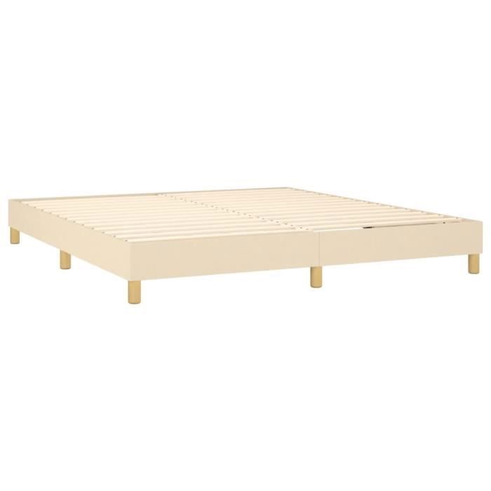 Base de cama de láminas con patas - vidaXL - Crema 160x200 cm - Tela y madera de ingeniería