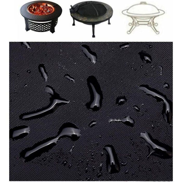 Housse de protection pour brasero rond noir étanche Oxford couverture pour brasero extérieur barbecue anti-poussière (diamètre 7