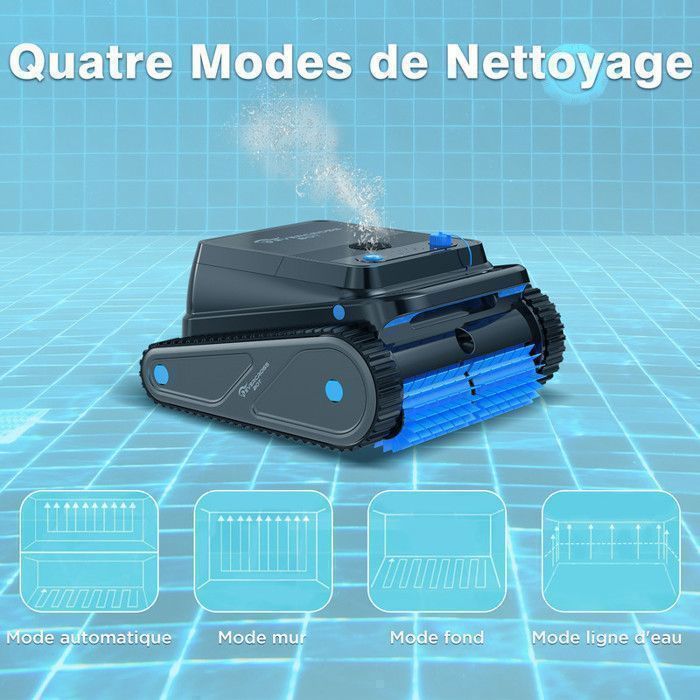 Robot per piscina senza fili EVERCROSS BOT U8, con app, pulisce il fondo, le pareti e la linea di galleggiamento, 120 minuti di autonomia e 200 m²