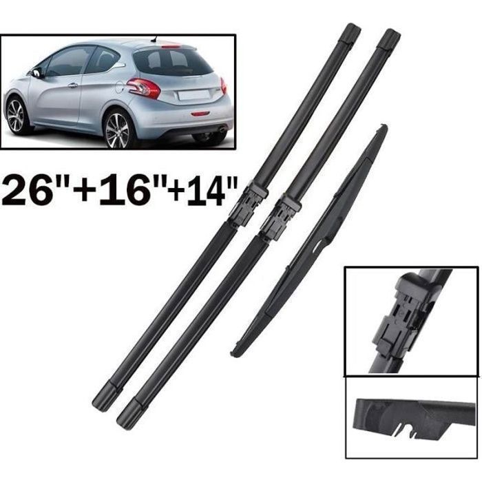 Lot de 3 Balais d'essuie-glace avant + arrière Pour Peugeot 208 2012 2013 2014 2015 2016 2017 2018