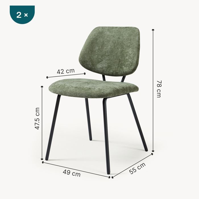 Juego de 2 sillas de comedor Köma de color verde oscuro