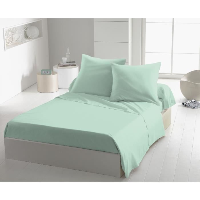 Sábana plana - HOME LINGE PASSION - HP72096 - 82 g microfibra - 180 x 290 cm - Verde aguamarina