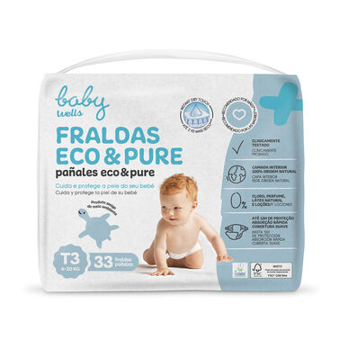 Pelene Baby Wells Eco & Pure veličina 3, 33 komada.
