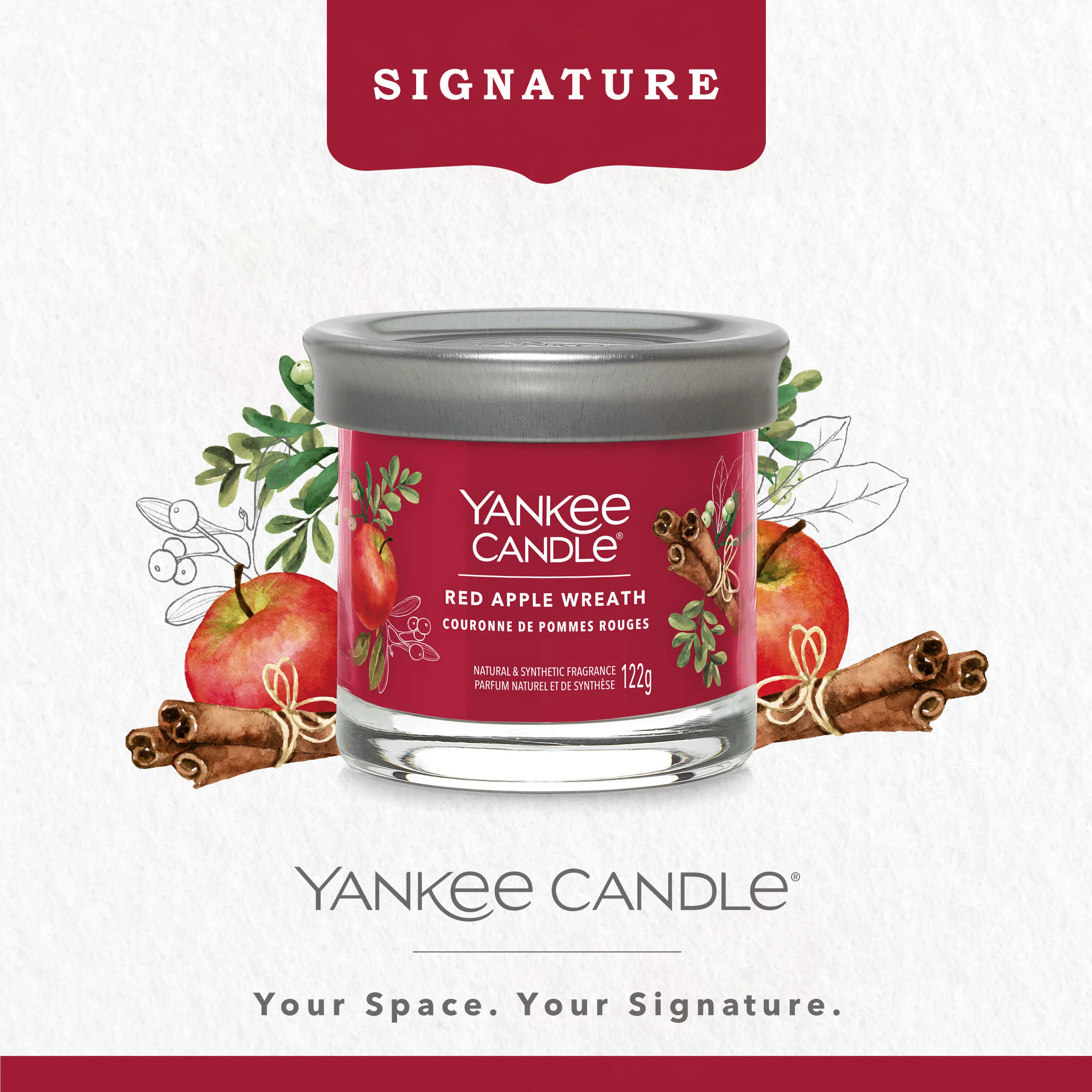 Signature Tumbler Candles Red Apple Wreath - Candela Profumata