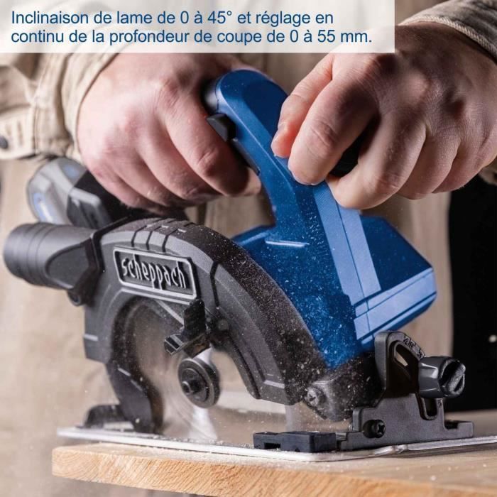 Scheppach BC-CS165-X Cordless Circular Saw Kit - Brushless, 165mm Blade, 55mm Max Cutting Width at 90° - 20V IXES + 4Ah Battery + Charger