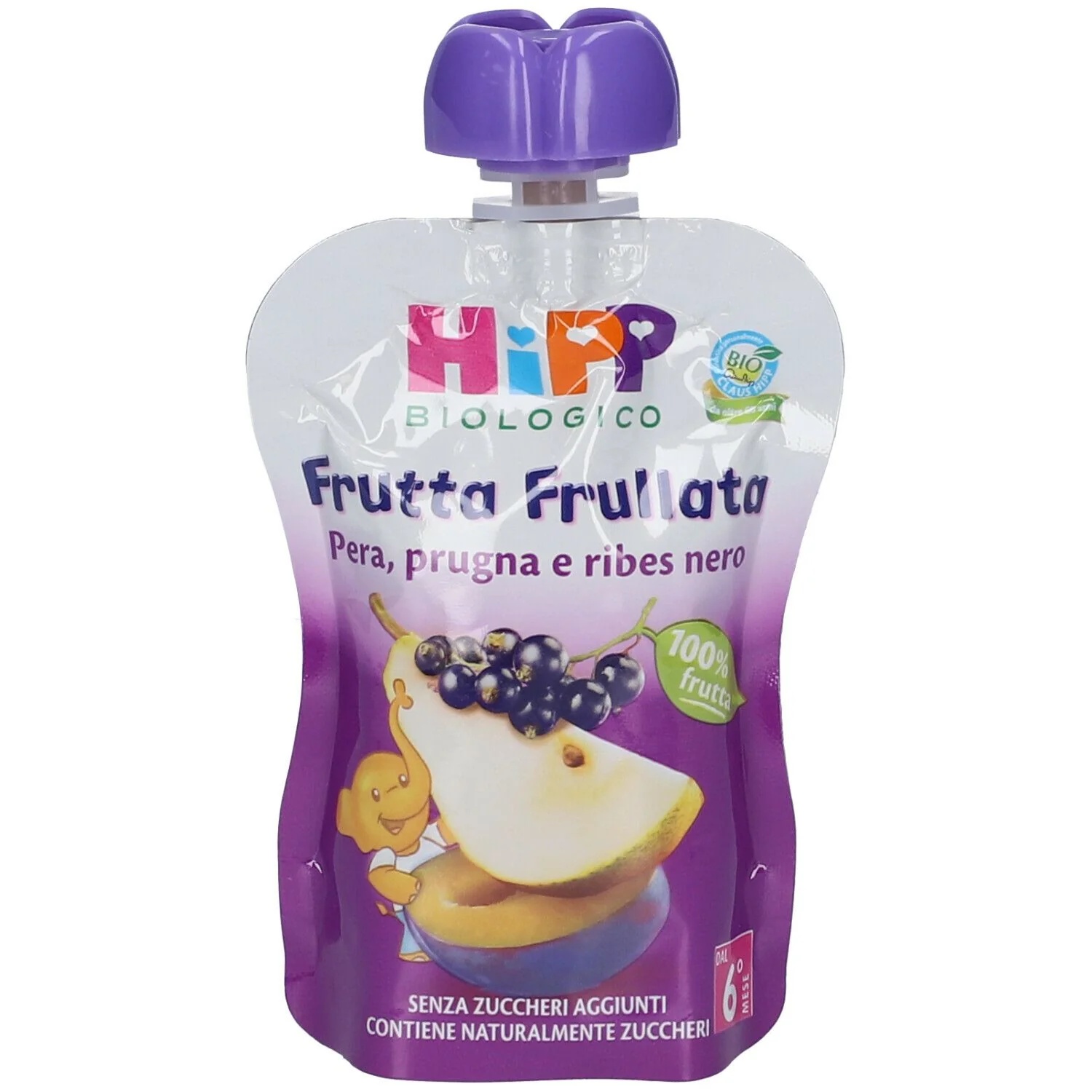 HIPP Biologische fruitpuree van peer, pruim en zwarte bes 90 g