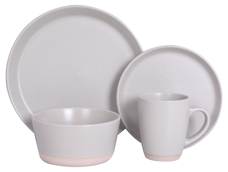 Komplet obiadowy 16 el. porcelit Yuko szary