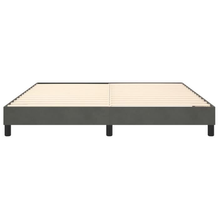 Base de cama con muelles DILWE - 160x200 cm - Terciopelo gris oscuro - 2 plazas - Patas incluidas