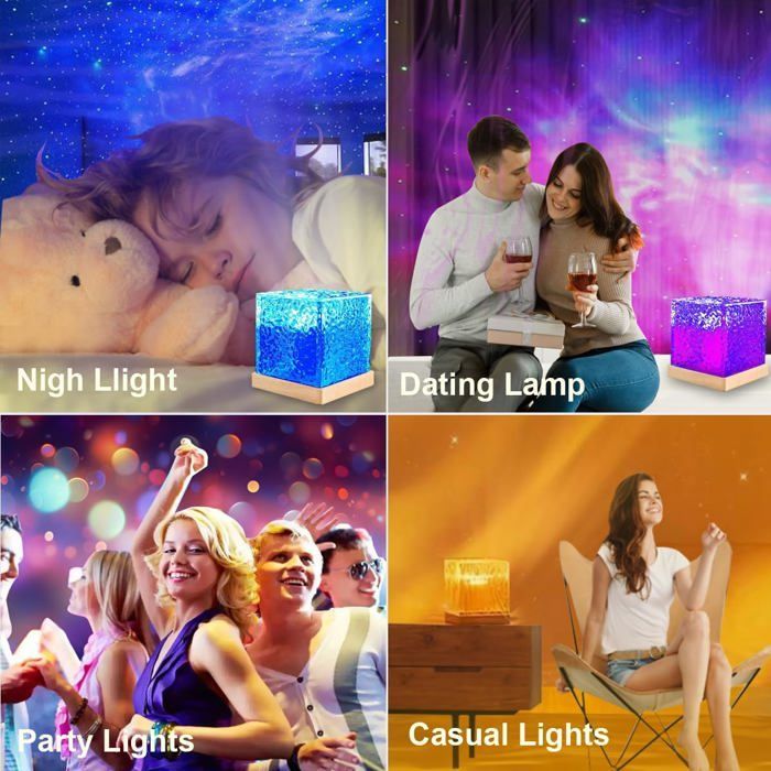 Aurora Starry Sky Projector, 16 Colours LED Wave Lamp, Remote Control Ocean Wave Night Light (Plug-in Lamp)