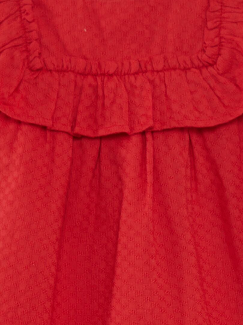 A-lijn jurk met ruches + bijpassende culottes - ROOD