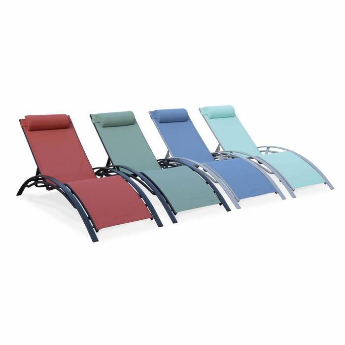 Duo de bains de soleil aluminium - Louisa terracotta- Transats aluminium et textilène