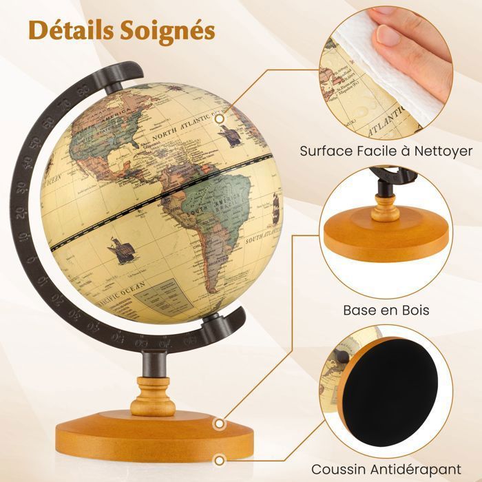 COSTWAY Globe - 14 CM Educational Globe for Children - Creative Antique Style Gift and Decoration Ideal for Home, Office