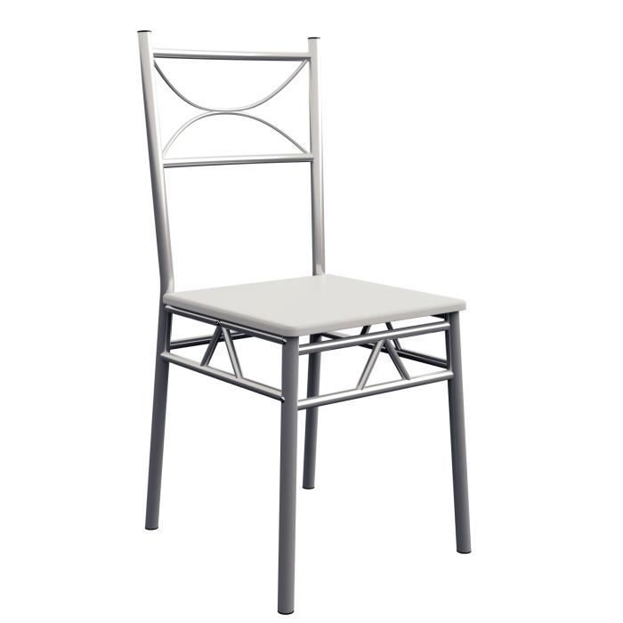 Conjunto de jantar Paul Blanc de 5 peças: 1 mesa, 4 cadeiras de metal laqueado, design elegante.