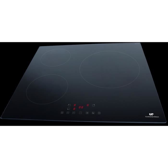 Continental Edison CETI3B28 inductiekookplaat, 3 zones, 6600W - 3 boosters - 3 timers - zwart
