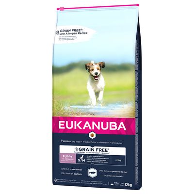 Eukanuba Cachorros de razas pequeñas y medianas sin cereales con pescado de mar