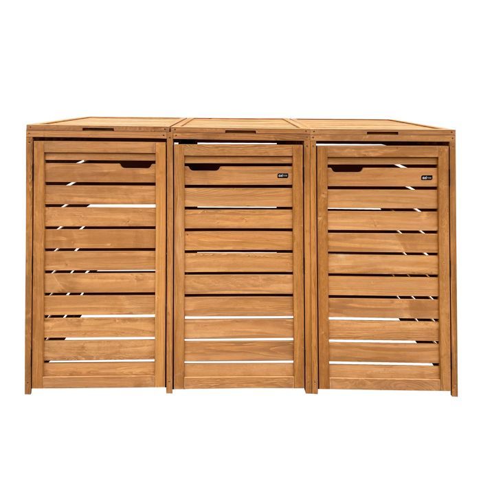 AXI Lex Cache Poubelle en Bois Marron - Abri poubelle pour 3 conteneurs - Max. 240L - Abri Poubelle Extérieur avec Excellente