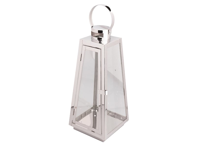 Lampion metalowy stożkowy 50 cm chrom