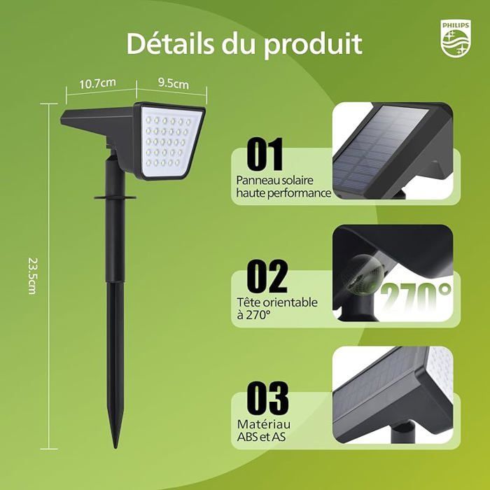 Set di 6 faretti solari da esterno impermeabili con 28 LED, 7500K, illuminazione paesaggistica per giardino.