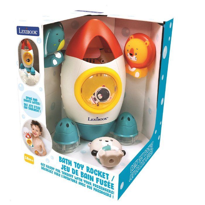 Rocket bath toy with 3 soft animals - LEXIBOOK - for children 18 months and older - rotating water jets