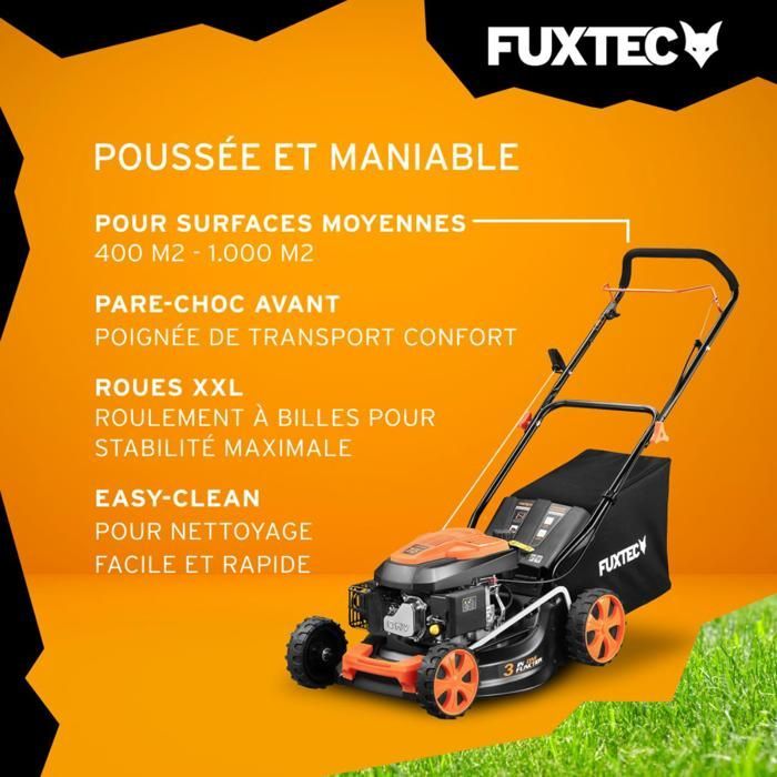 Rasaerba a benzina FUXTEC 146cc 46cm – a spinta, sacco di raccolta erba 50L – Modello FX-RM4646ECO 3.5 HP
