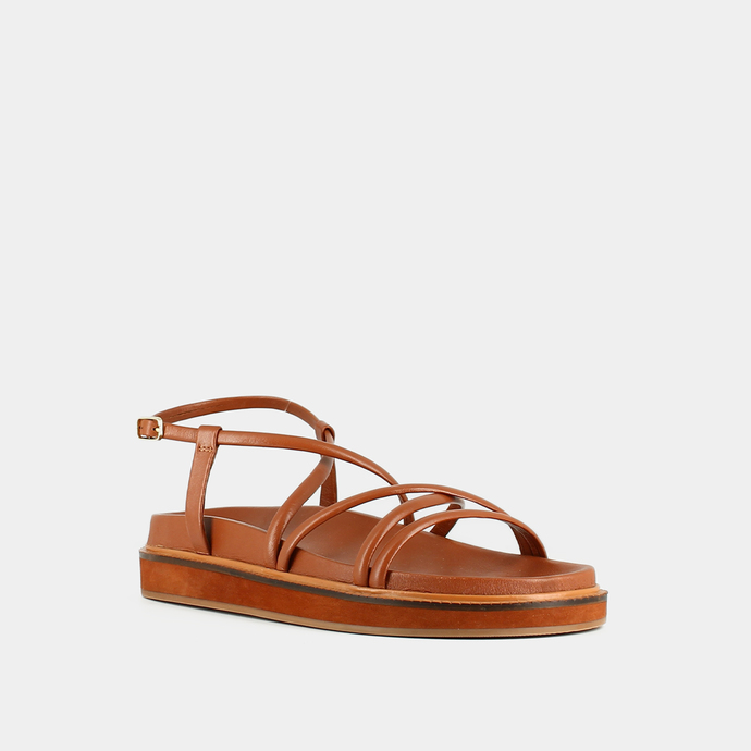 Sandales à brides  en cuir cognac