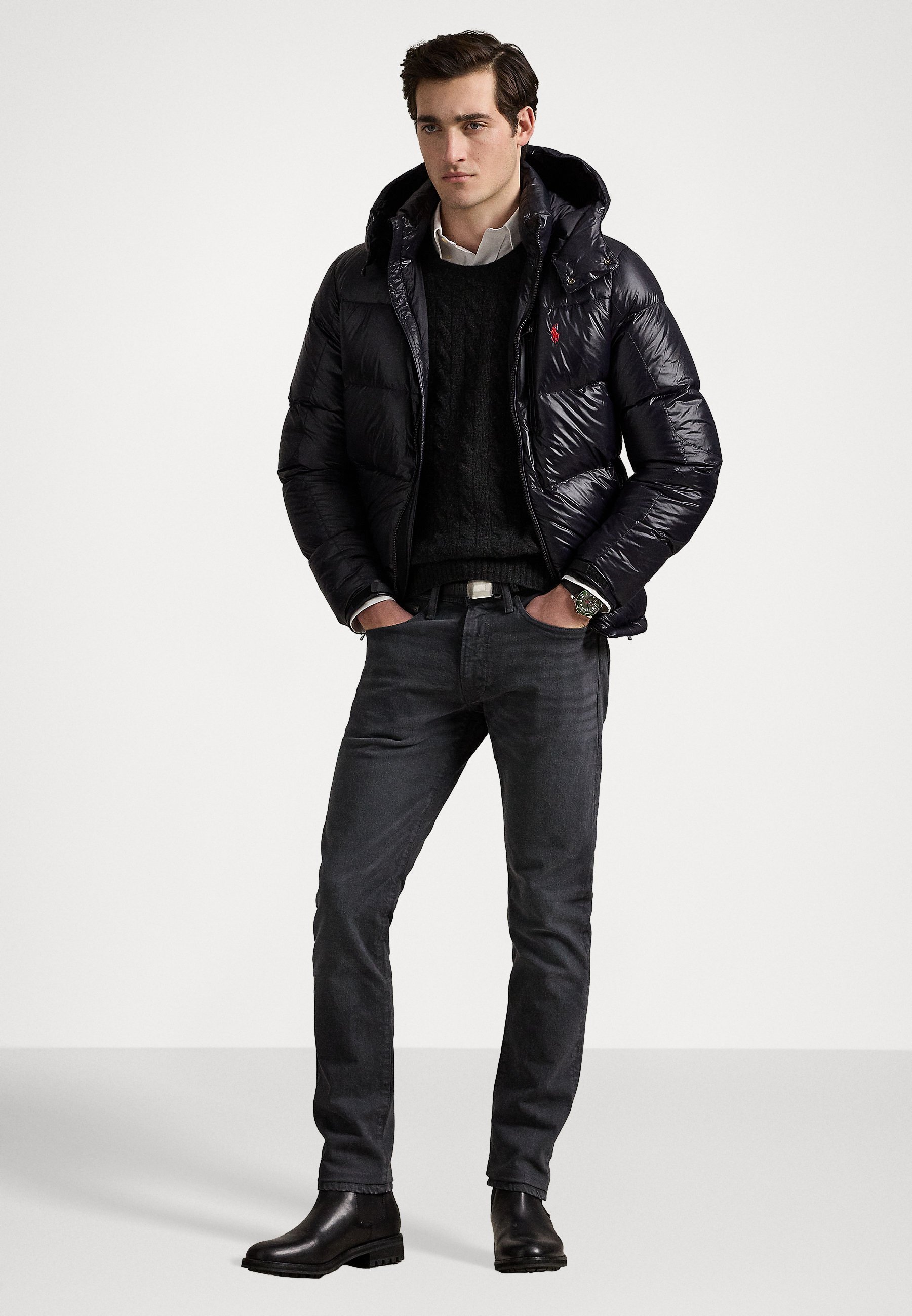 THE GORHAM GLOSSED DOWN JACKET - Péřová bunda - black