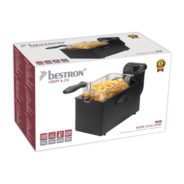 Fritteuse mit Korb, 3,5 l, schwarz