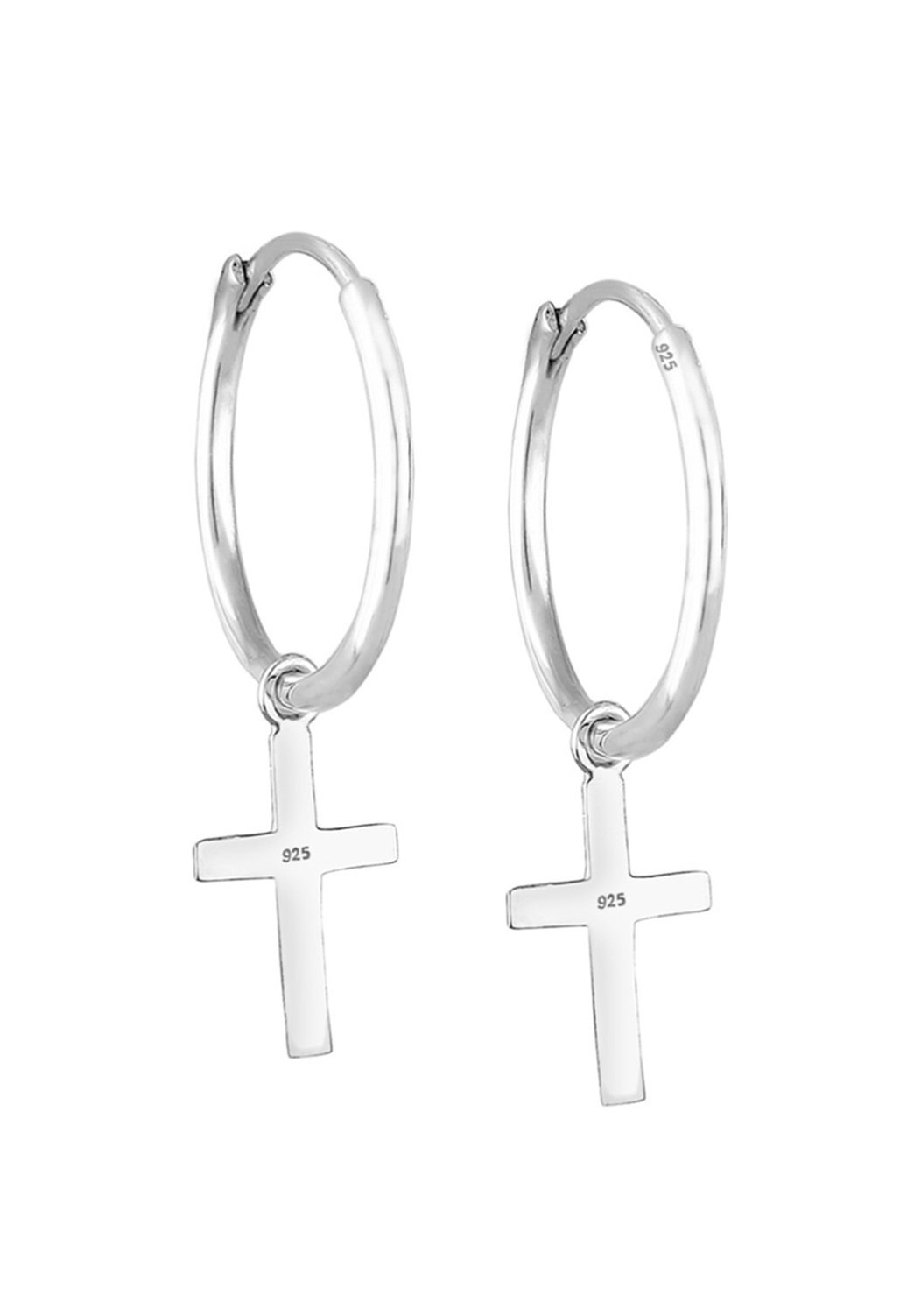 Elli HOOPS CROSS - Oorbellen - zilverkleurig