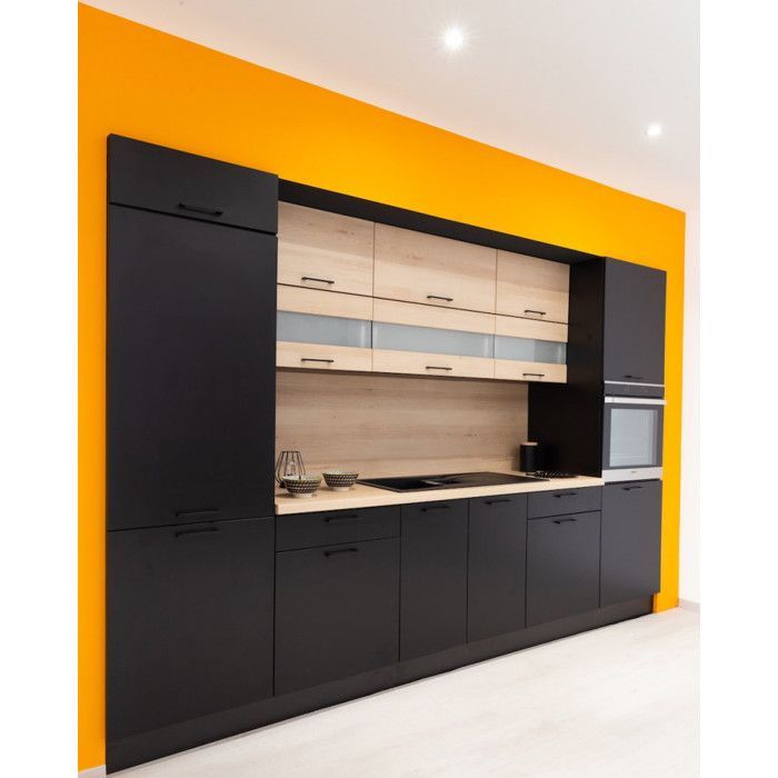 Lovia SLIM keukenwandkast, matzwart, 1 klepdeur, 80 cm breed - Cuisineandcie