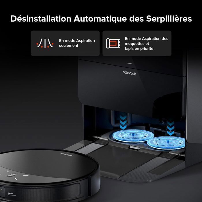 Roborock Saros 10R Set Aspirateetur Robot 22000pa 6400mAh ,Brosse et Serpillère Relevables et Extensibles, Station 4.0, 7,98cm